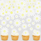 60Pcs Edible Daisy Cupcake Toppers - Daisy Flower Cake Decorations for Birthday Party, Baby Shower, Anniversary & Spring Theme Supplies