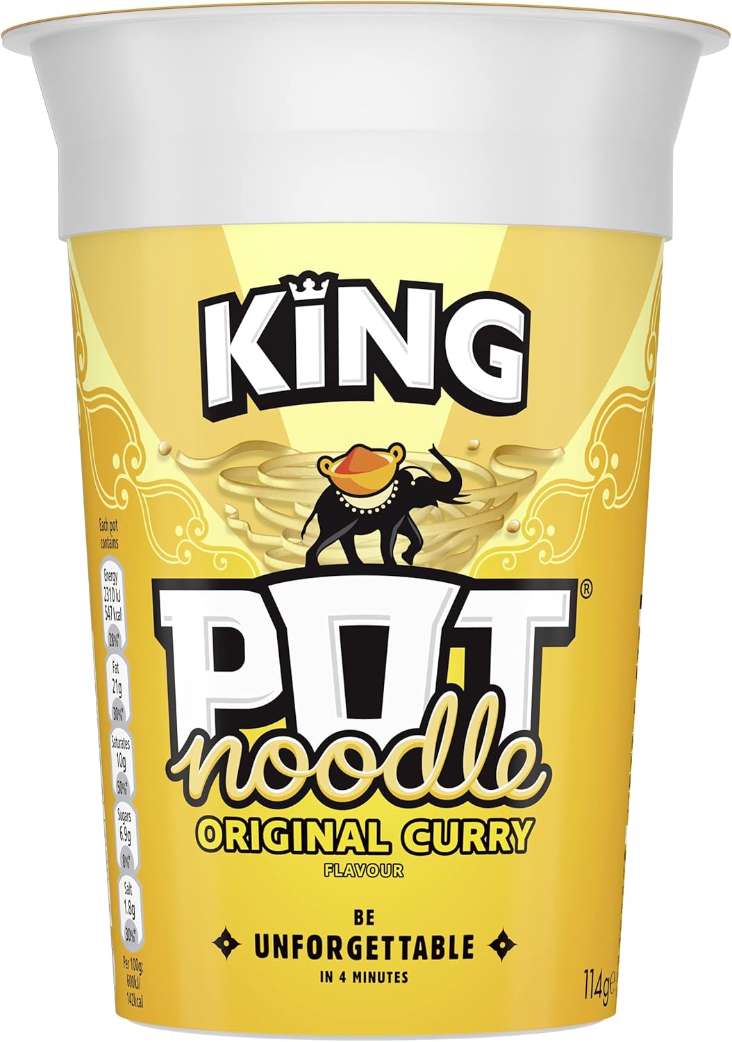 Pot Noodle Original Curry King Pot Noodle instant vegetarian snack quick to make noodles 12x 114 g