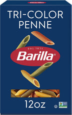 Barilla Tri-Color Penne Pasta, 12 oz. Box - Non-GMO, Made with Durum Wheat Semolina - Kosher Certified