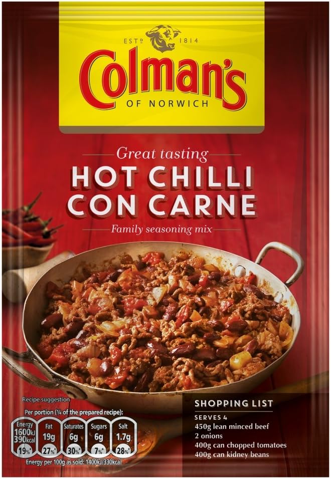 Original Colman's Hot Chilli Con Carne Recipe Mix Imported From The UK England British Recipe Mix Colman's Hot Chilli Con Carne Dry Sauce Mix, 37 g'