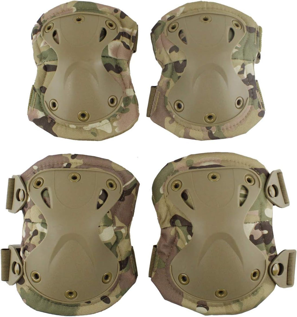 AOUTACC Combat Knee & Elbow Protective Pads Set for Outdoor CS Paintball Game Cycling Safety Skateboarding Gear Skates Knee Protection Guard Pads