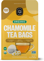 FGO Organic Chamomile Tea, 100 Eco-Conscious Tea Bags, Caffeine Free, Resealable Bag, Packaging May Vary (Pack of 1)
