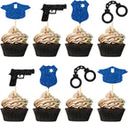 24Pcs Police Academy Graduation Cupcake Toppers, Police Officer Party Supplies, Retirement Party Decorations for Police Officer, Police Officer Birthday Party Decorations