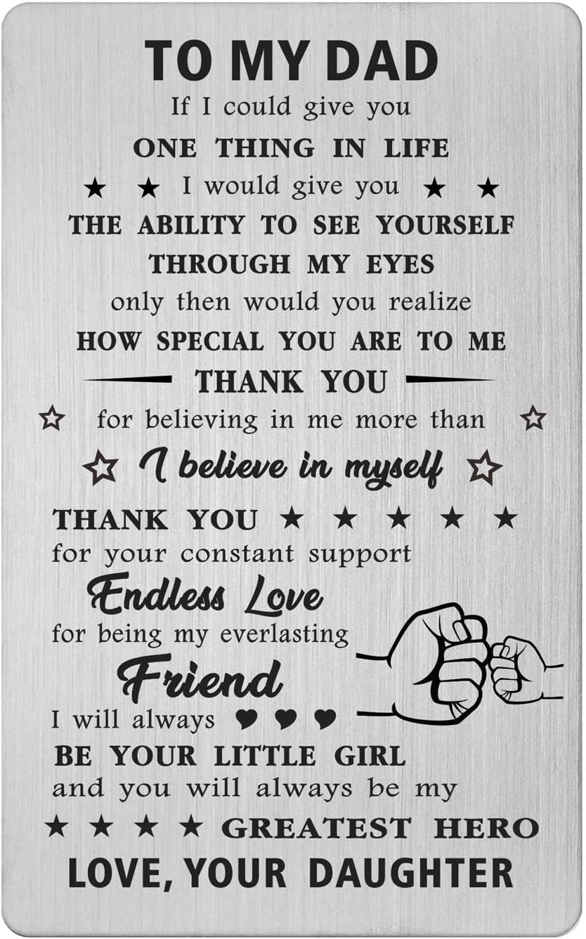 Gifts for Dad - Thank You Dad Gifts from Daughter, Best Daddy Gift, Daddy Engraved Wallet Card Gift for Fathers Day Birthday