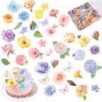 280pcs Edible Cake Toppers, Glutinous Rice Paper Edible Butterfly and Flower Mixed Colour Cake Cupcake Decorations Suitable for Birthday Party Celebration DIY Project Wedding