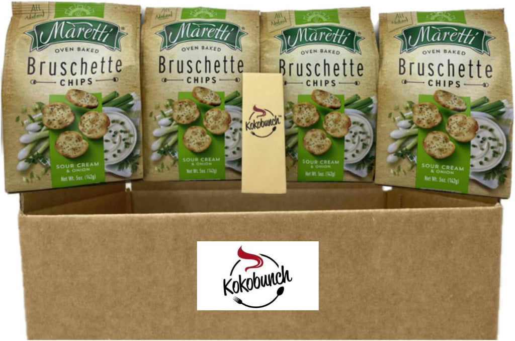 All Natural Bruschette Bruschetta Vegan Cracker Bruschettini Chips 4 PACK (5oz, Sour Cream And Onion)