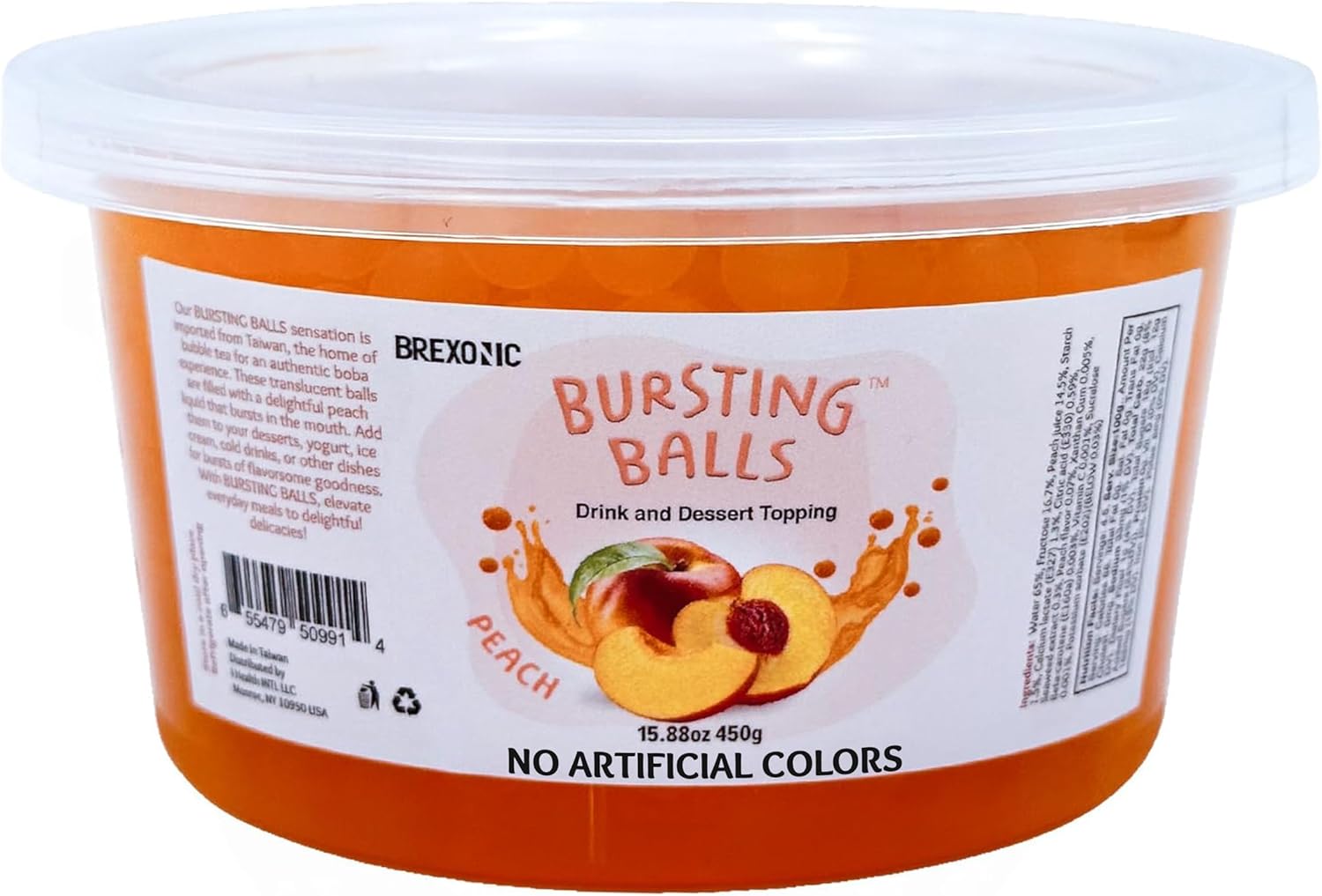 BREXONIC Boba Pearls, Peach Popping Bursting Boba, Tapioca Pearls For Bubble Tea and No Artificial Colors (Peach, 1 LB 1 Pack)