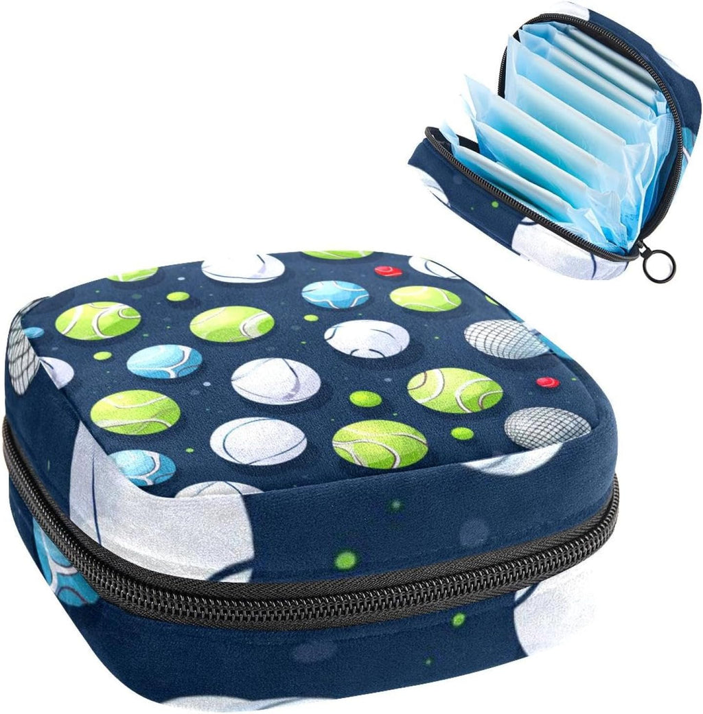 Sanitary Napkin Storage Bag for Women Cute, Feminine Menstruation Pad Holder for Period, Portable Zipper Menstrual Pad Bags Tennis