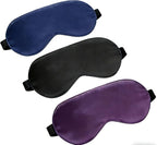 Sleep Mask Silk Eye Mask for Sleeping, Super Soft Blackout Eye Mask for Women Men, Adjustable Straps, Suitable for Travel, 3 Pack, Black-Purple-Navy,8.86 * 4.92 inches