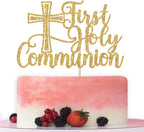 First Holy Communion Cake Topper, Spanish Baptism, First Communion Decoration, Wedding Christening Baby Shower 1st Birthday Party Decorations Gold Glitter