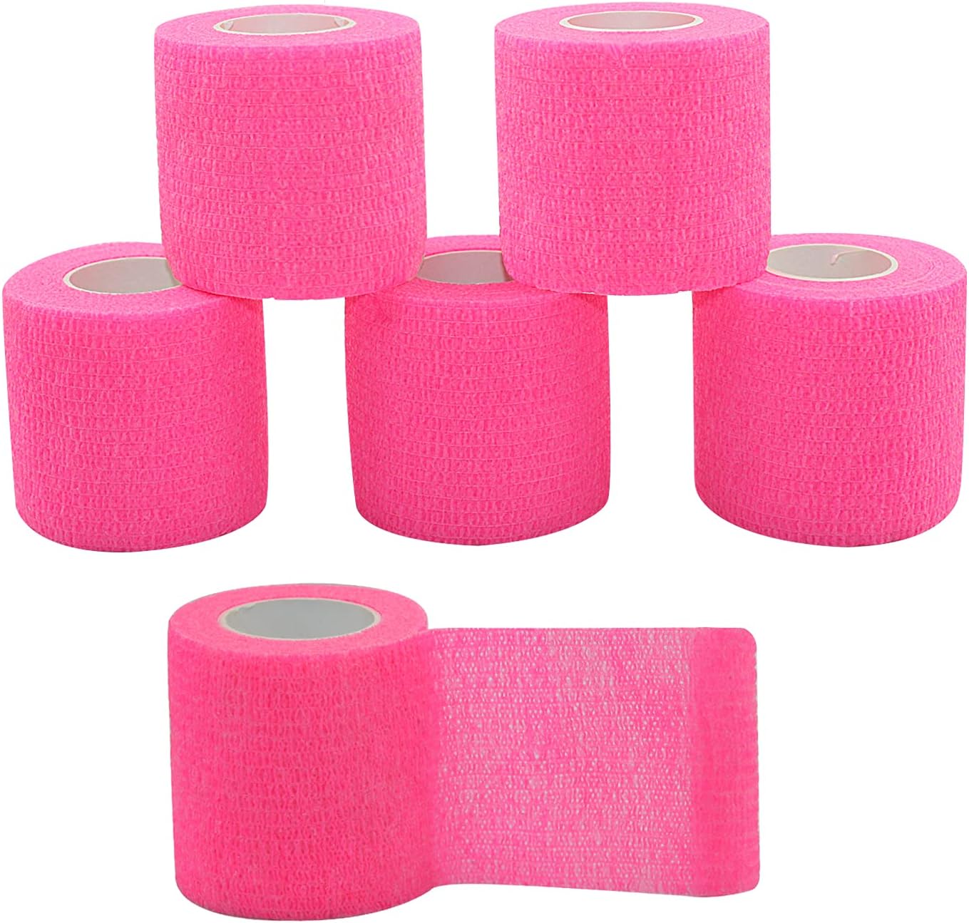 [6 Pack-2" x5Yards] MINGYUE Self Adhesive Bandage Wrap,Athletic Tape,Sports Tape,Wrist and Ankle Wrap Tape,Cohesive Bandage for Vet Tape(Pink)