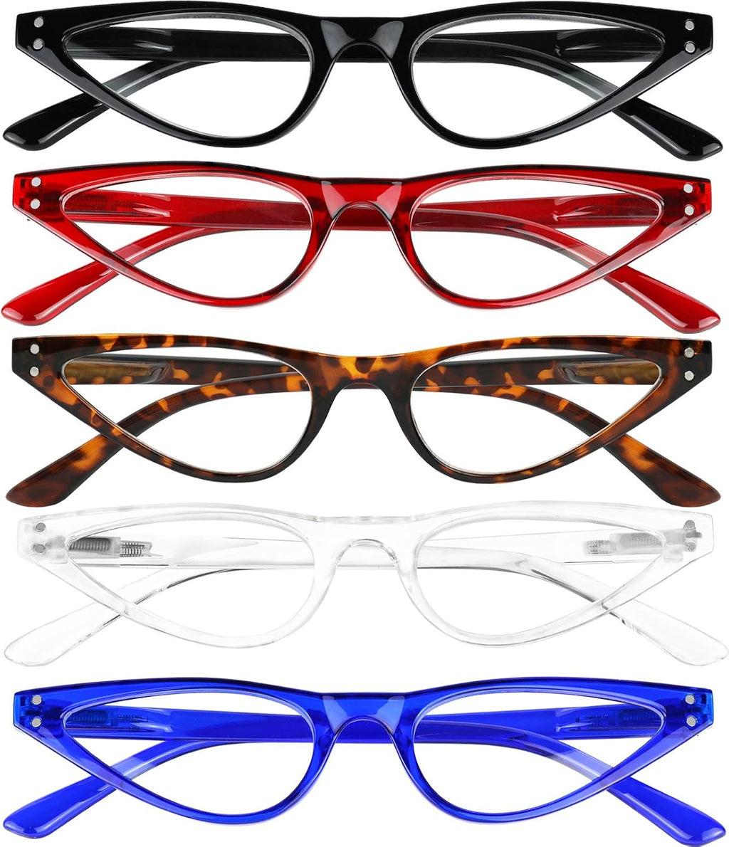 Yogo Vision Reading Glasses Blue Light Blocking Small Cateye Glasses for Women Readers Anti Glare Eyeglasses 5pk