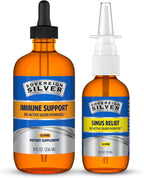 Sovereign Silver Immune Support + Natural Nasal Spray Bundle, Colloidal Silver Bio-Active Hydrosol 10 PPM, 8 Fl Oz Immune Support with Liquid Dropper & 2 Fl Oz Sinus Care Duo Pack