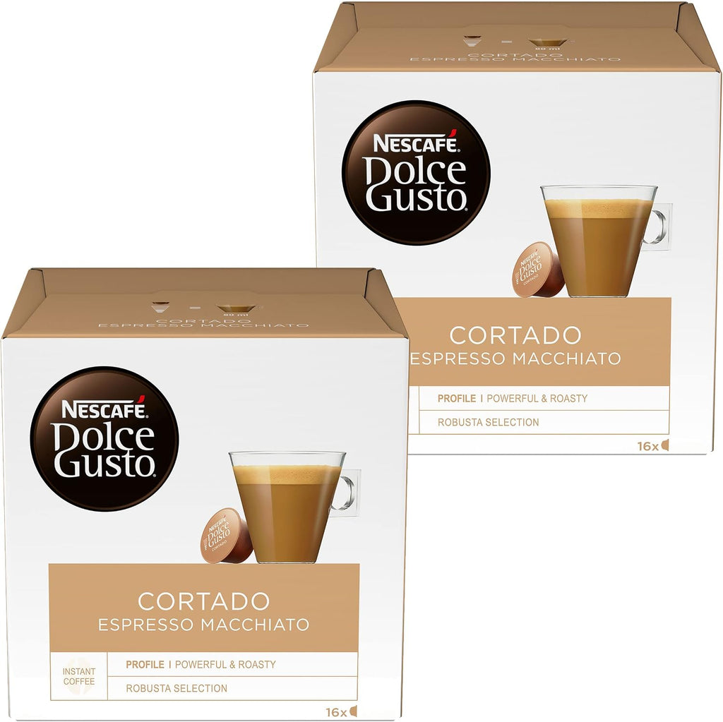 Nescafé Dolce Gusto Cortado Espresso Macchiato, Pack of 2, (32 Capsules in total)