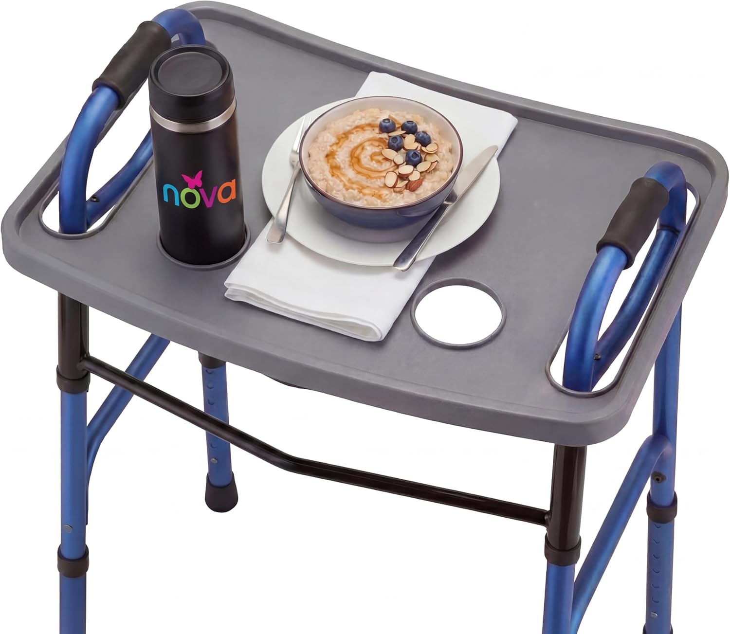 NOVA Walker Tray, Food Tray with 2 Cup Holders for Folding Walker, Fits on Most Folding Walkers, 1 Count (Pack of 1)
