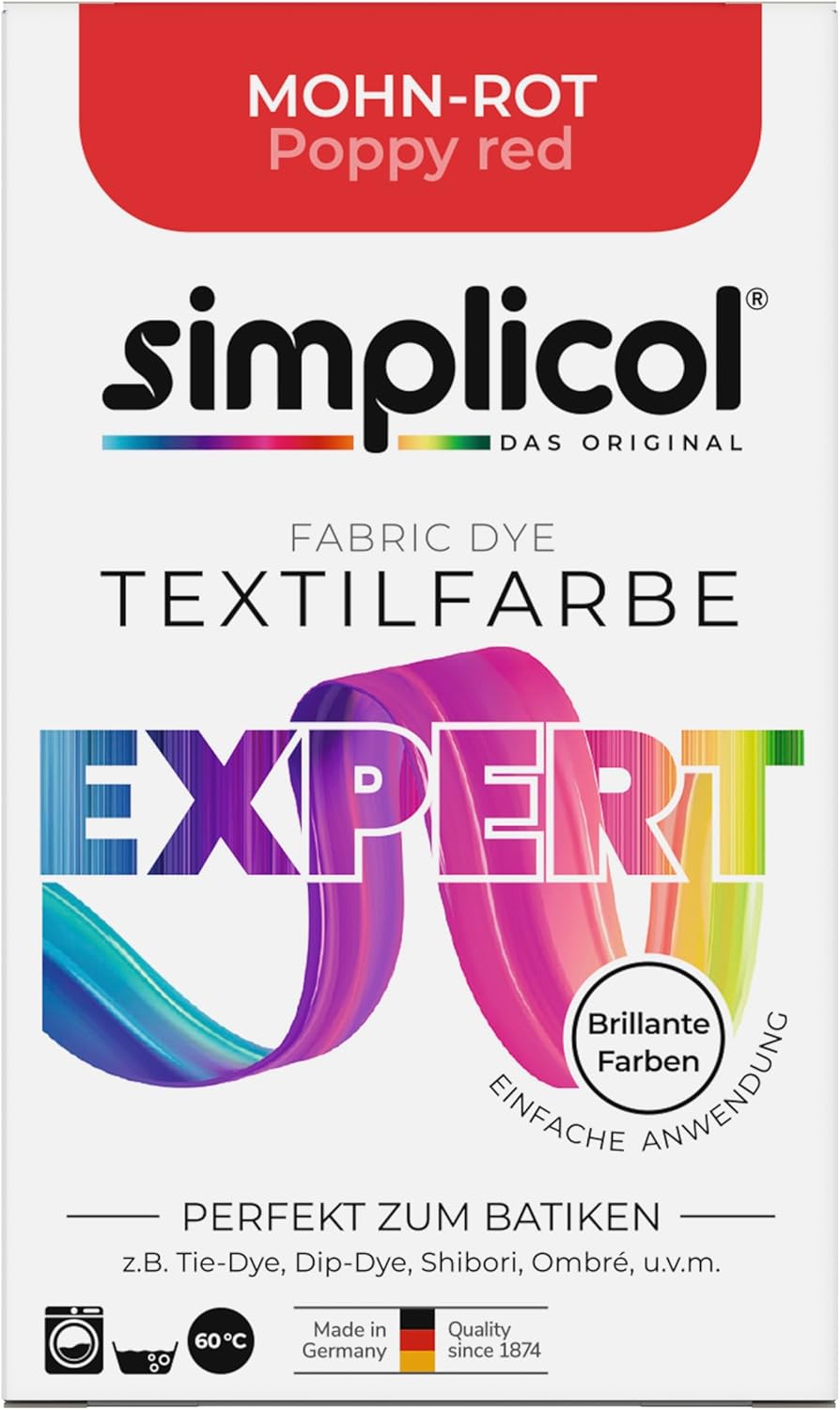 Simplicol Textile Paint Expert for Creative, Simple, Poppy Red 1703 Washing Machine or Manual Dyeing