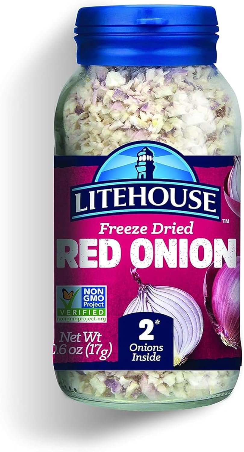 Litehouse Freeze Dried Red Onion - Fresh Red Onion Substitute, Gluten Free, Vegetarian, Keto, Non-GMO, No Refrigeration Required, Seasonings for Cooking - 0.60 Oz