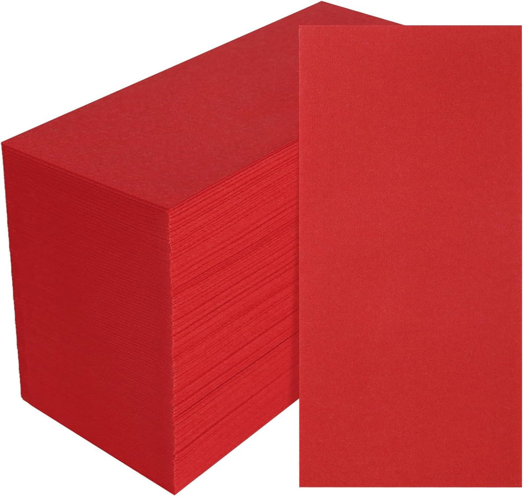 100 Pack Red Paper Napkins, Disposable Linen Feel Guest Towels Cloth Like Hand Towels, Soft, Absorbent, Paper Hand Napkins for Kitchen, Bathroom, Parties, Weddings, Dinners - 12" x 17"