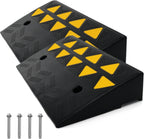 Pyle Rubber Curb Ramp 2PC Set, Heavy-Duty Driveway Ramp 4.1" Rise, 55,000 lbs Capacity, 19” L x 11.82” W, High-Density Waterproof Threshold Ramps for Cars, Trucks, Wheelchairs, Garage & Sidewalk