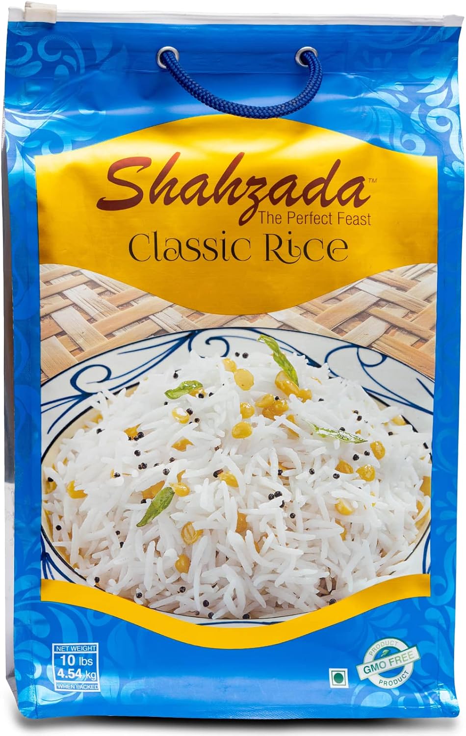 Shahzada Classic White Rice 10 lbs – Premium Aged, Aromatic & Flavorful Long Grain | Slender, Non-GMO, Quick Cooking, Everyday Rice in Resealable Zip-Lock Bag for Freshness
