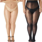 MANZI Women's Plus Size Shimmer Glossy Sheer Tights Seamless Shiny Silk reflections Pantyhose Oil Pearlescent Stockings