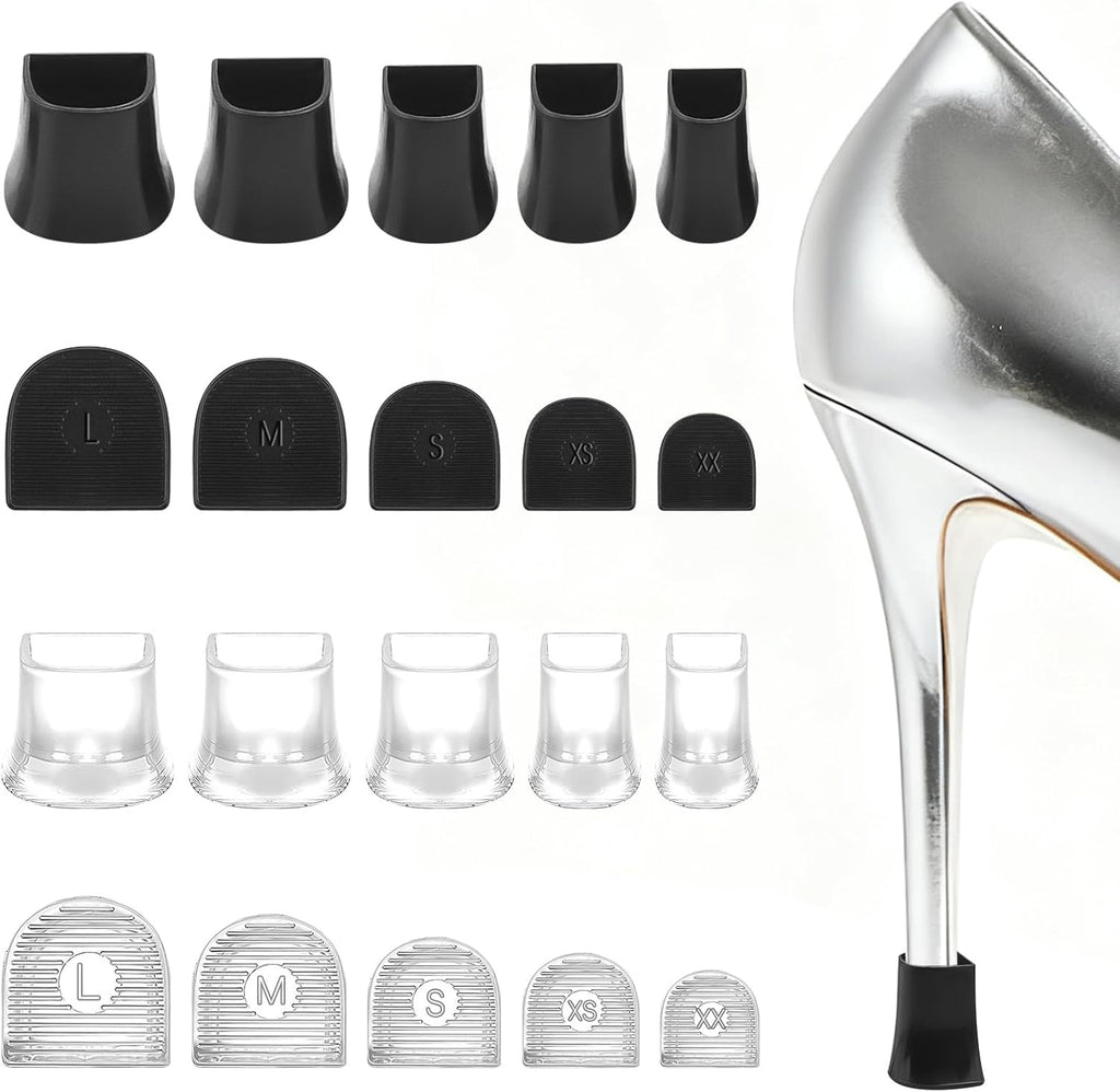 10 Pairs Heel Protectors for Grass, Non-Slip Heel Caps for High Heels, Anti-Noise Heel Covers for Grass Repairing Shoes Wedding Gravel Wetlands Outdoor Events Replacement (XXS, XS, S, M, L)