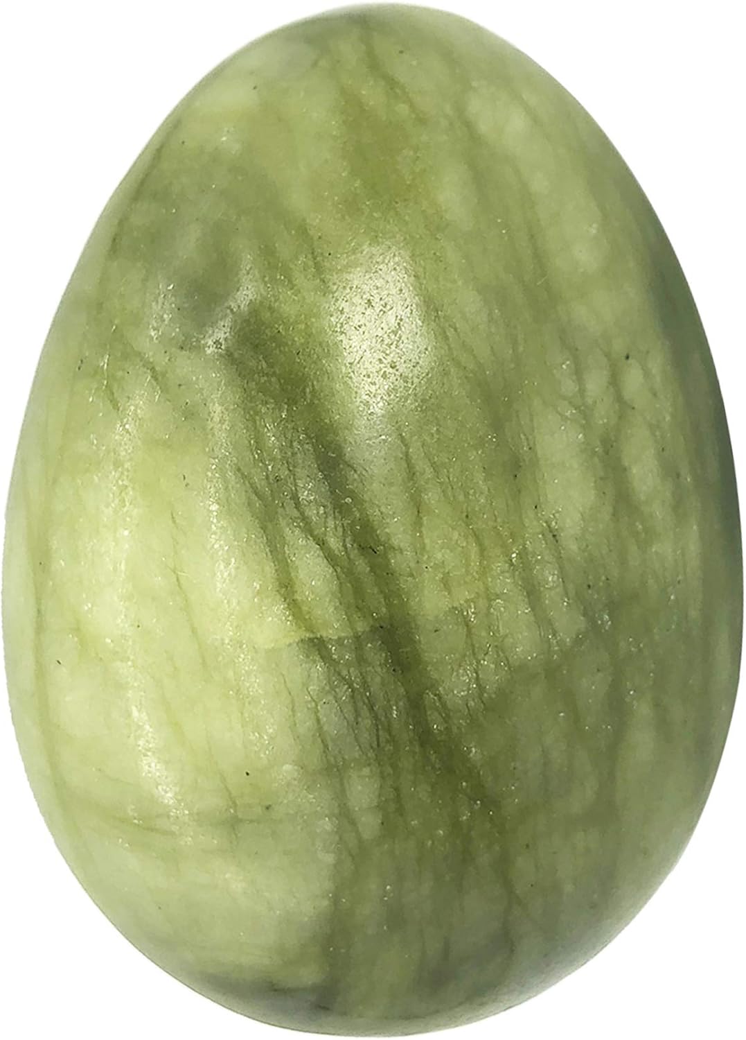 Polished Stone Egg for Easter Day, Palm/Pocket/Worry Enegry Healing Crystal Display Sphere Figurine Fengshui, Green Jade 1.8" x 1.3"