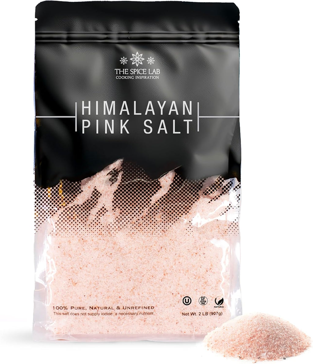 The Spice Lab Himalayan Salt - Fine 2 Lb Bag - Pink Himalayan Salt is Nutrient and Mineral Dense for Health - Gourmet Pure Crystal - Kosher & Natural Certified