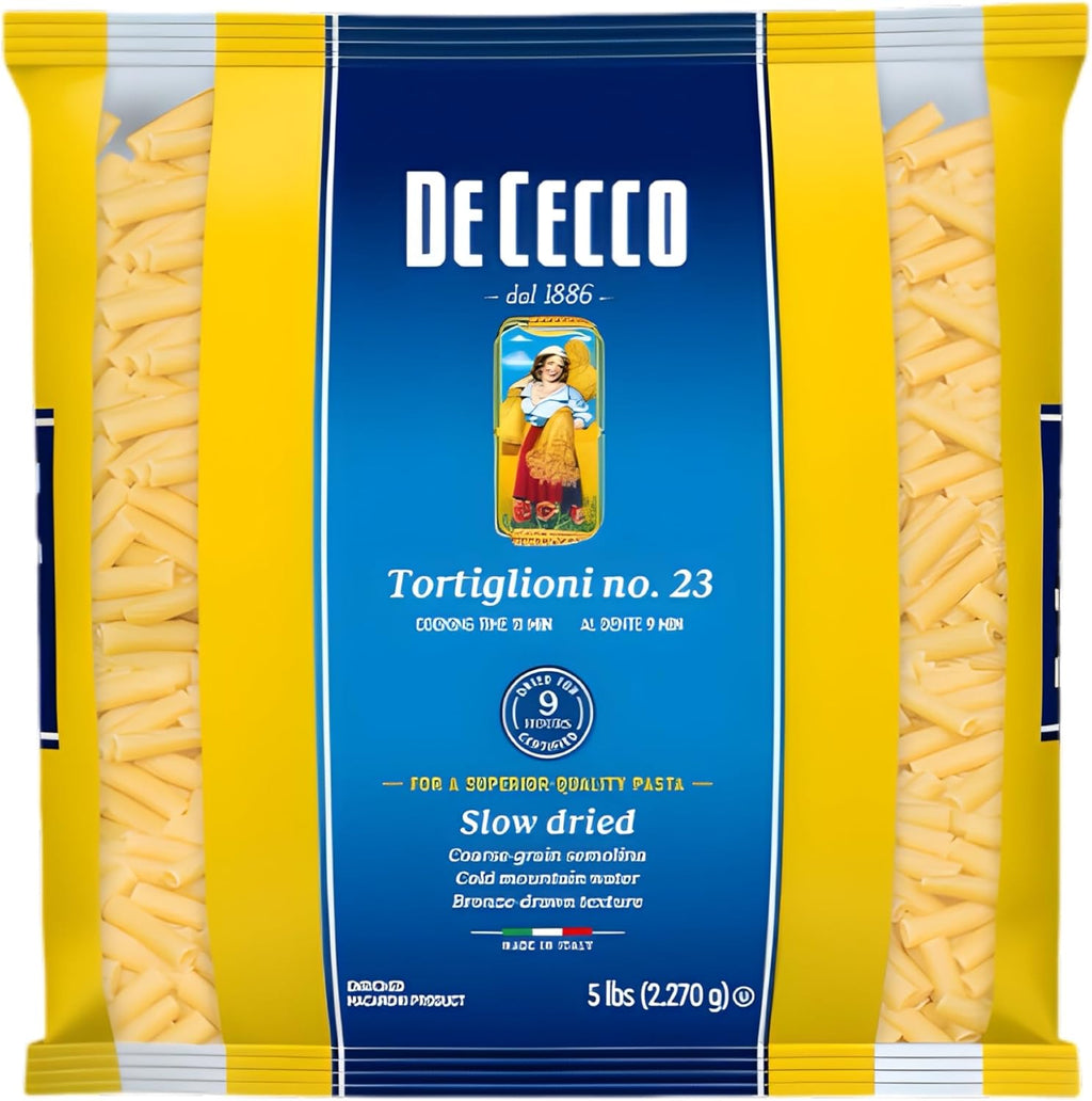 De Cecco Semolina Pasta, Tortiglioni No.23, 5 Pound (Pack of 4)