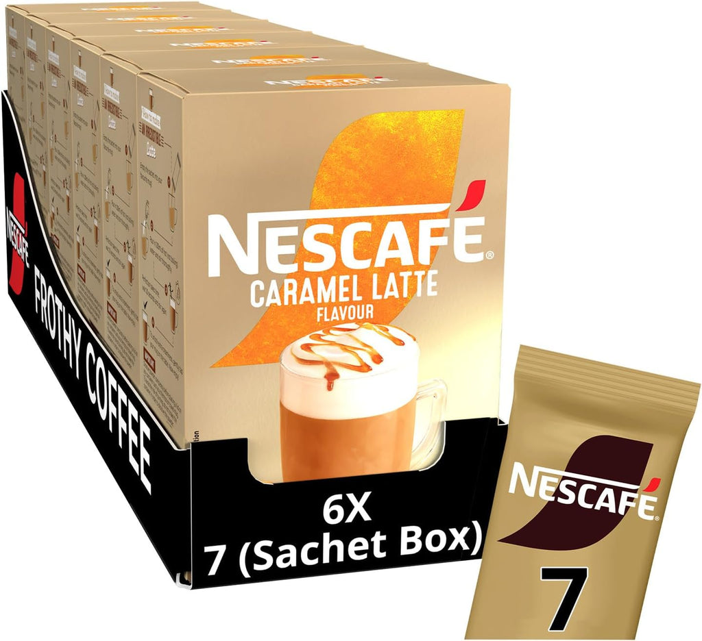 NESCAFÉ LATTE Caramel Instant Coffee Sachets x7 (Pack of 6, Total 42 Sachets)
