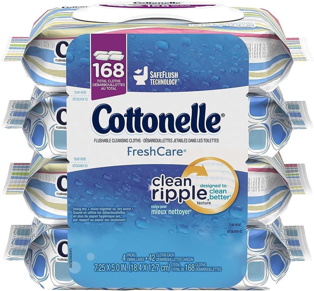 Cottonelle Fresh Care Flushable Cleansing Cloths, 42 Sheets, Count of 4 (packaging may vary)