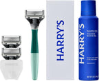 Harry's Original Shaving Kit for Men - 1 Razor Handle, 3 Razor Blade Refills, Foaming Shave Gel, and Travel Blade Cover - German Engineered - Sage