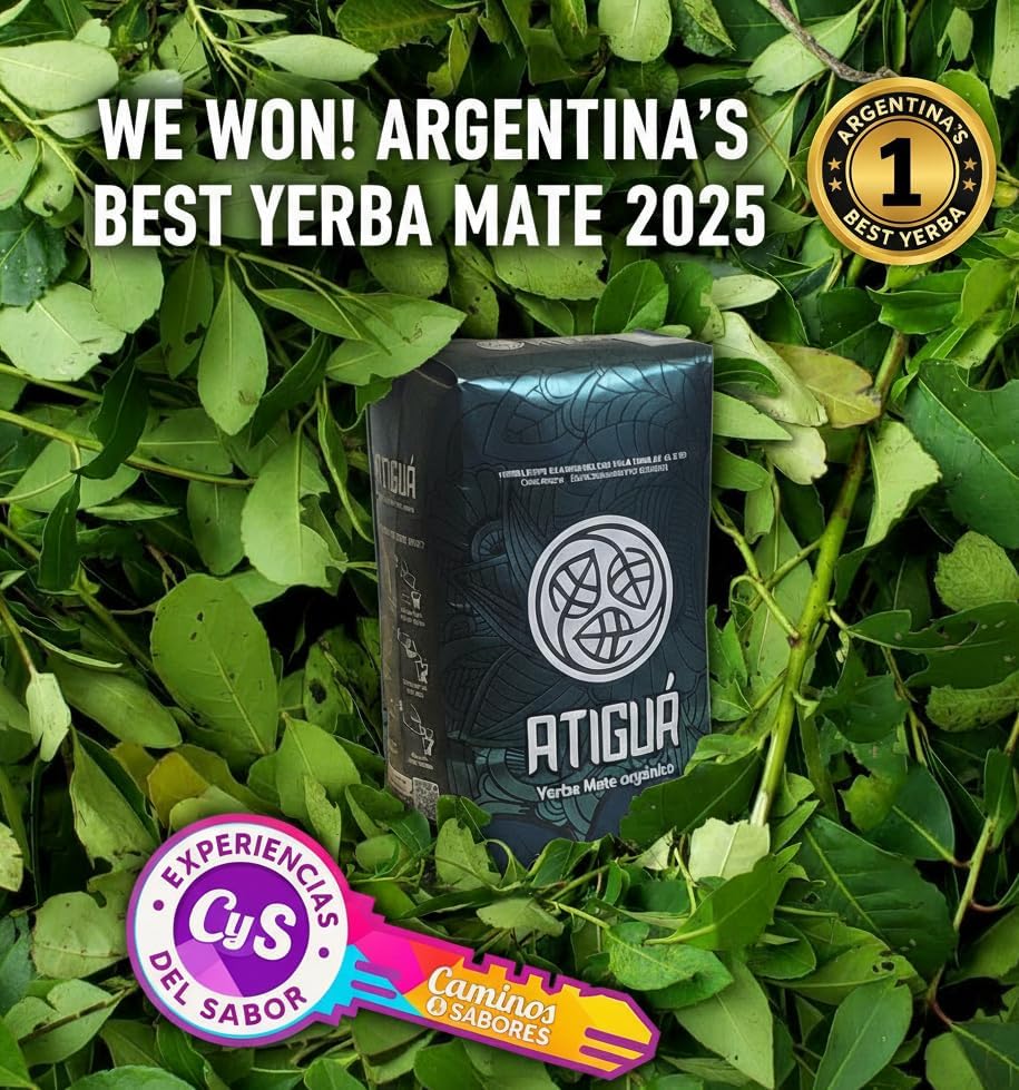 Organic Yerba Mate Tea Atigua from Argentina – Organic, Naturally Unsmoaked (No Smoked Process) – 1.1 LB (500g)