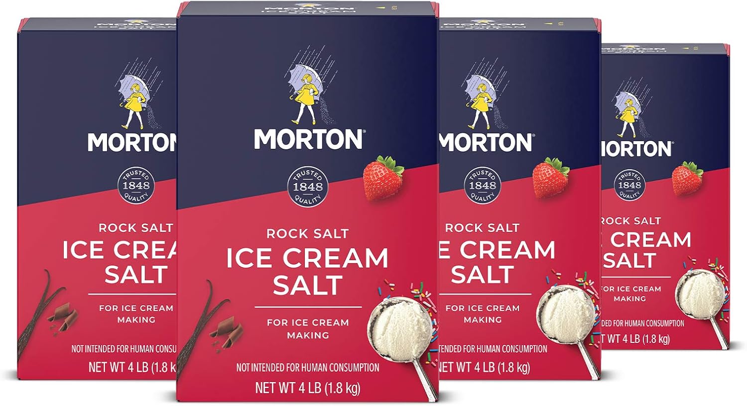 Morton Ice Cream Salt, Rock Salt, (4 lb), 4-Pack - Ideal for Making Ice Cream