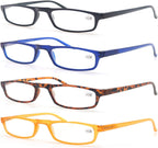 MODFANS Reading Glasses +1.75-4 Pairs Fashion Readers Narrow Frame Spring Hinge for Men Women