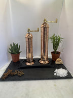The European Authentic Greek 2-Piece Copper set: Pepper Mill Grinder 7.5" / 7.5-inch & Salt Mill 9" / 9-inch Elegant- Absolutely Exquisite Luxury Kitchen Gift Shaker 402/409