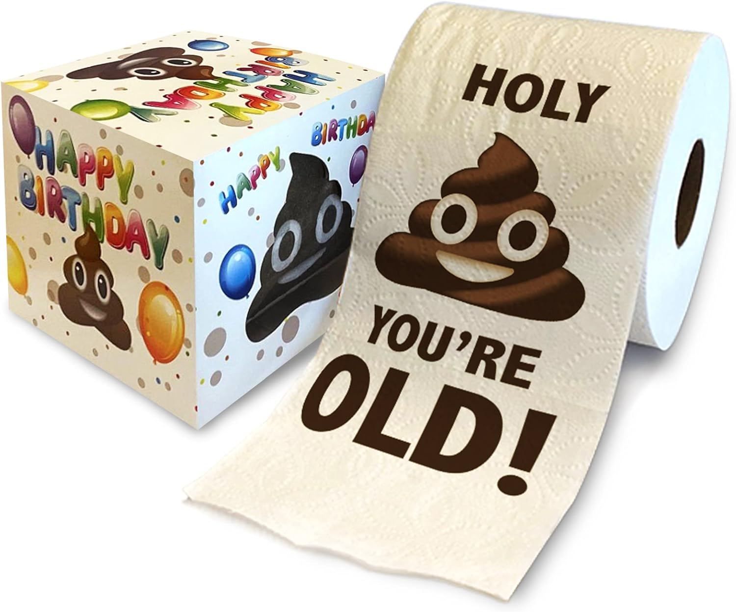 Printed TP Birthday Gift Toilet Paper - Holy You're Old Bday Party Funny Birthday Gag Gift Joke Toilet Paper Prank, Novelty Unique Happy Birthday Presents for Men, Women, Friends - 500 Sheets