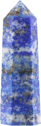 Hexagonal Points Healing Crystal Wand for Spiritual Therapy Witches Meditation Jewelry Making Balance Chakra Protection Home Decor, Lapis Lazuli