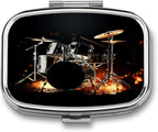 Square Pill Box,Drummer Medicine Pill Case,Two-Compartment Pill Box,Portable Pill Organizer for Purse Or Pocket