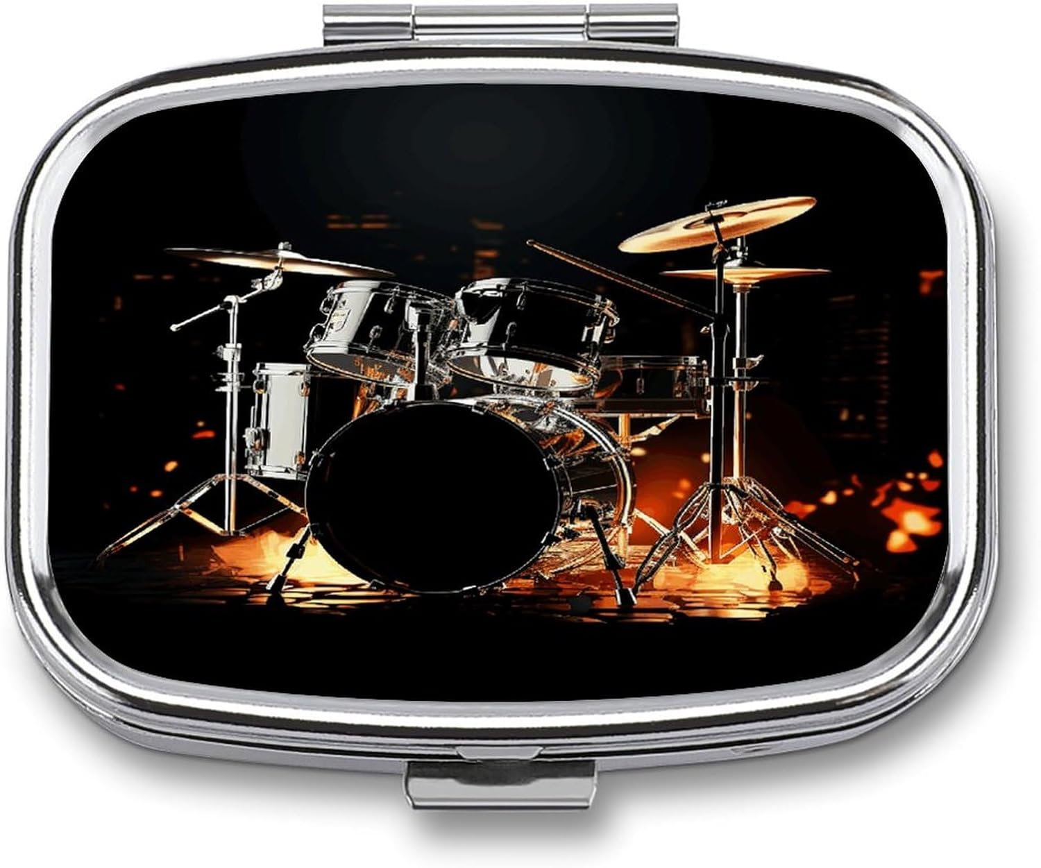 Square Pill Box,Drummer Medicine Pill Case,Two-Compartment Pill Box,Portable Pill Organizer for Purse Or Pocket