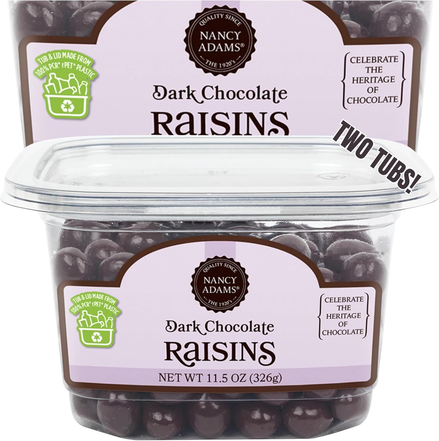 2ct Premium Dark Chocolate Covered Raisins Tub - Gourmet Snacks for Corporate Gifts, Thank You, Hostess Gifts & Chocolate Lovers