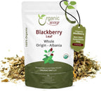 Organic Way Dried Blackberry Leaf Whole (Rubus fruticosus) - European Wild-Harvest | Organic & Kosher Certified | Raw, Vegan, Non GMO & Gluten Free | USDA Certified | Origin - Albania (4 Oz)