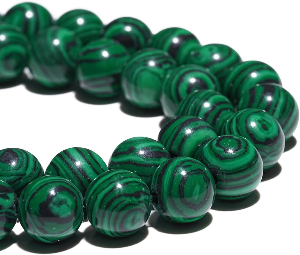 10mm Natural Green Malachite Gemstone Beads Polished Round Smooth Stone Beads for Bracelets Jewelry Making 15inch Loose Beads