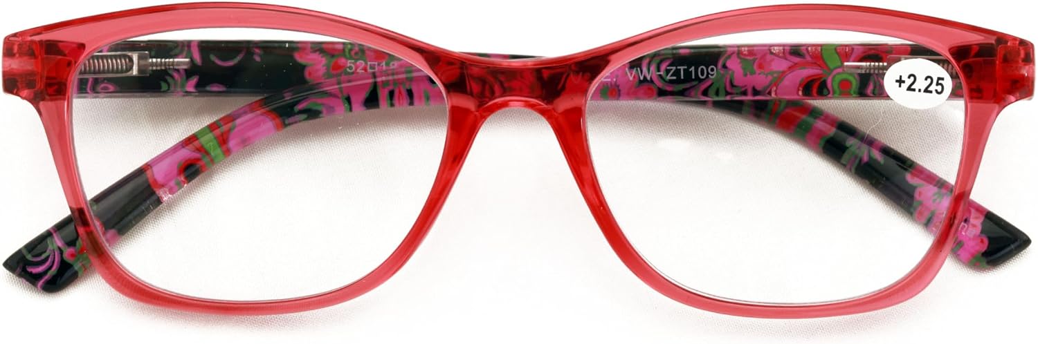Women Floral Clear Progressive Reading Glasses - Zero Power on Top - No Bubble - Wide Fitment
