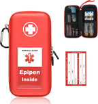 EpiPen Carry Case, Hard Emergency Medical Bag with Carabiner-for 2 EpiPens, Asthma Inhaler, Auvi-Q,Eye Drops,Anti-Histamine,Allergy Medication,Diabetes Travel Case for Adults and Kids