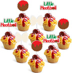 Meatball Birthday Decorations, 36pcs Meatball Cupcake Toppers for Italian Spaghetti Birthday Decorations Boy First Birthday Baby Shower