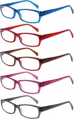 VIDEBLA 5 Pack Computer Reading Glasses Men and Women Anti Eyestrain Blue Light Blocking Glasses for Reading (Mixed colours, 1.75)