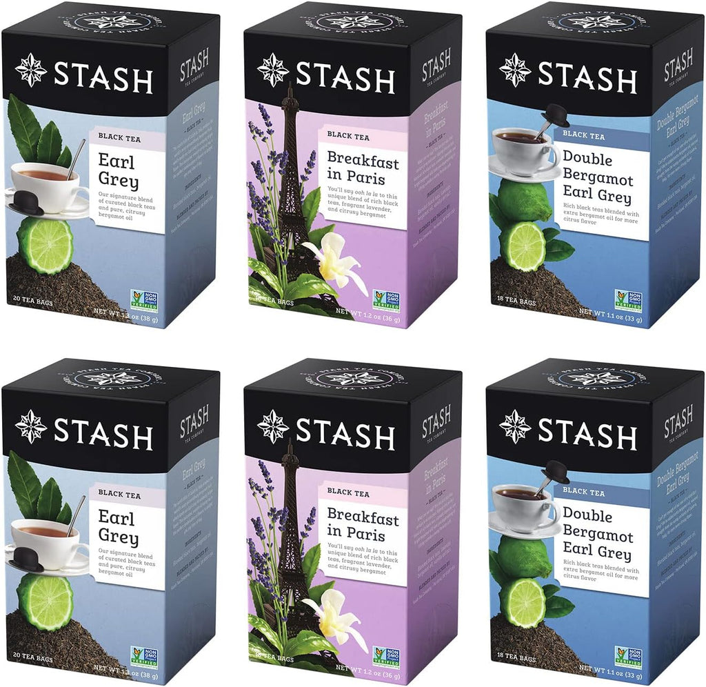Stash Tea 6 Flavor The Earls Earl Grey Tea Assortment, 6 Boxes of 18 20 Tea Bags Each