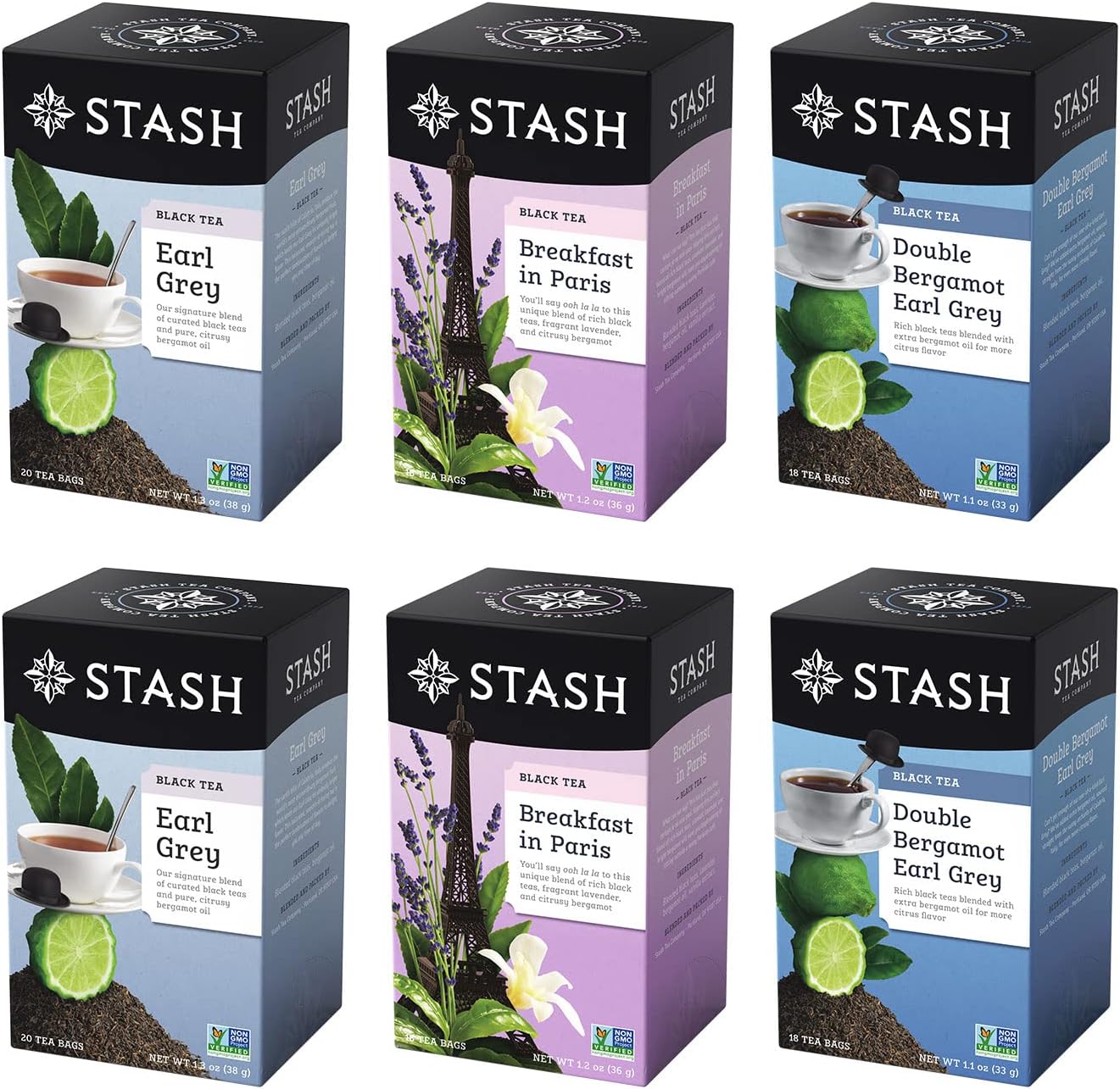 Stash Tea 6 Flavor The Earls Earl Grey Tea Assortment, 6 Boxes of 18 20 Tea Bags Each
