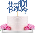 WeBenison Happy 101st Birthday Cake Topper Elderly People 101st Birthday Cake Topper 101 Years Old Birthday Party Decorations Blue Glitter